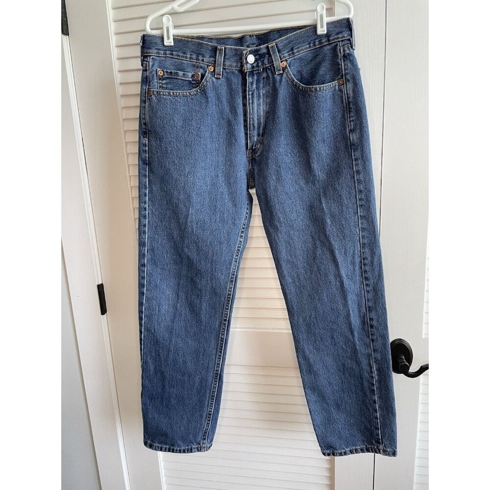 Levis 505 Jeans Mens 33x29 Regular Fit Straight Leg Medium Wash Denim